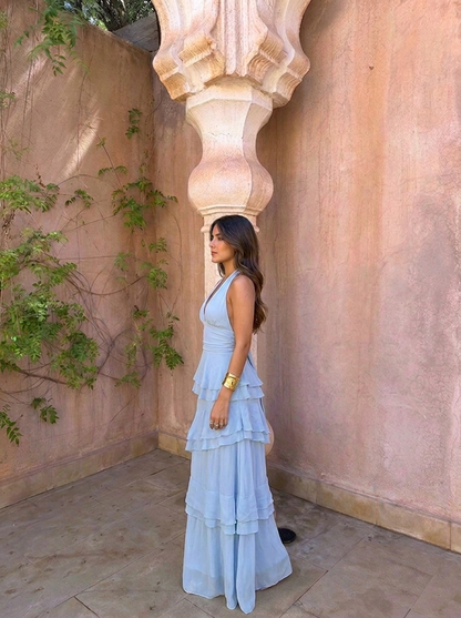 Manila - Vestido de Volantes Celeste