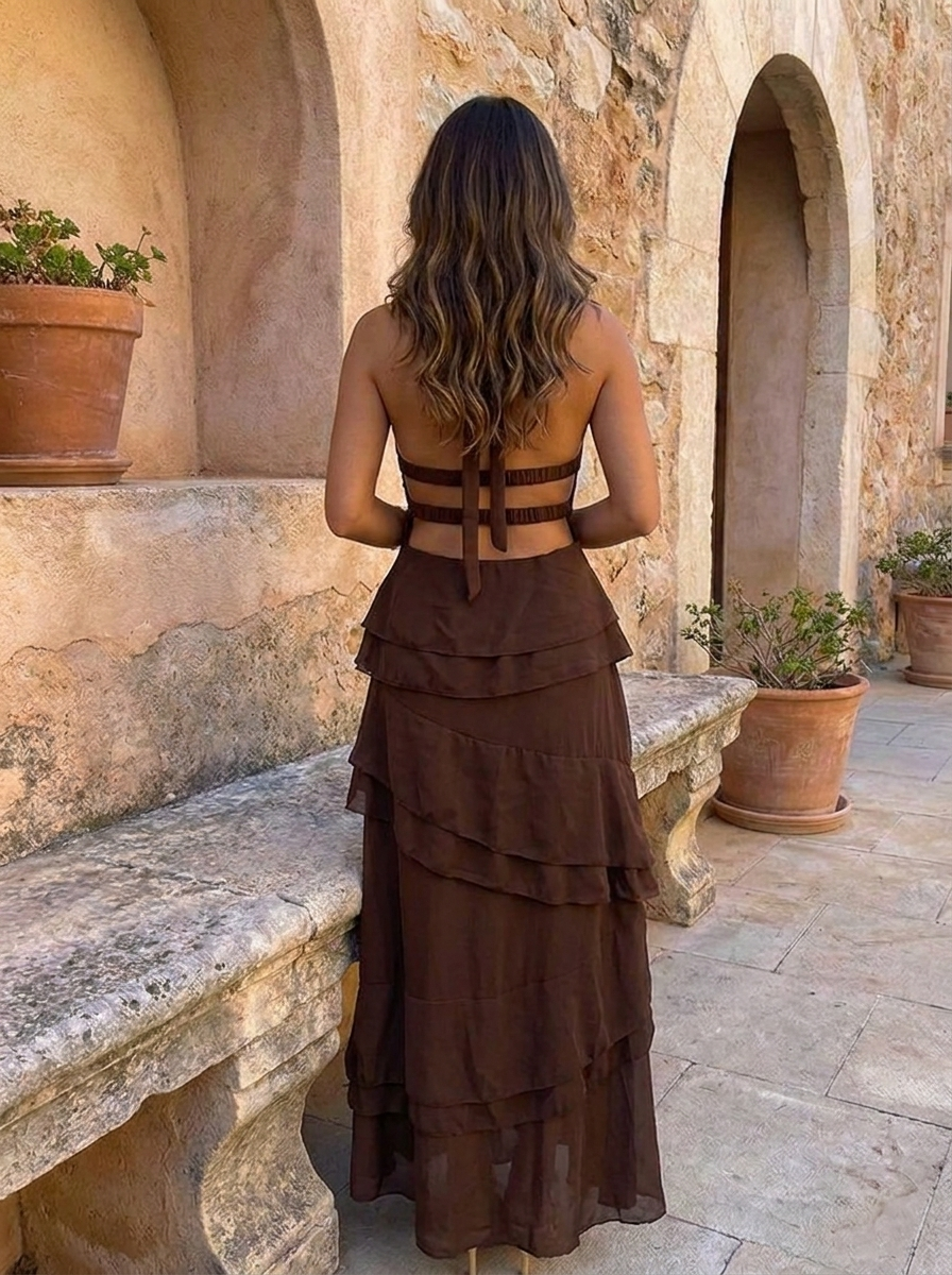Manila - Vestido de Volantes Chocolate