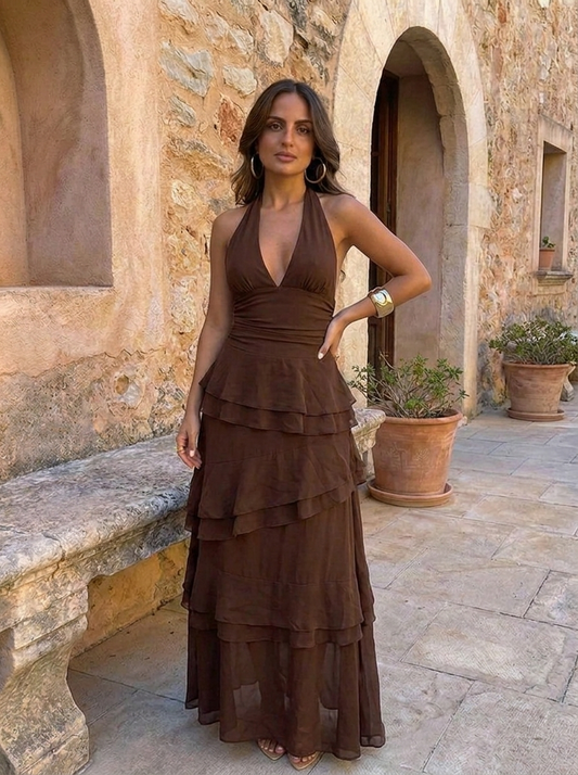 Manila - Vestido de Volantes Chocolate