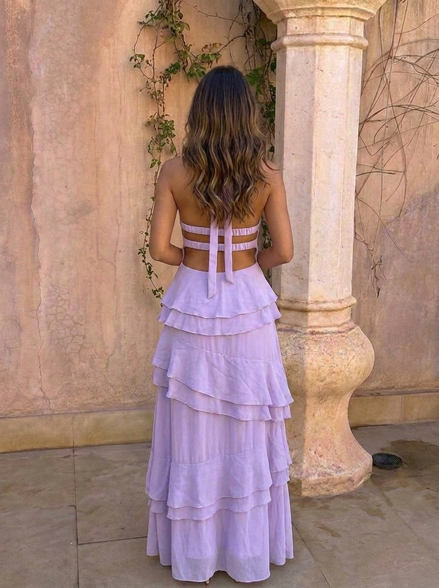 Manila - Vestido de Volantes Lila