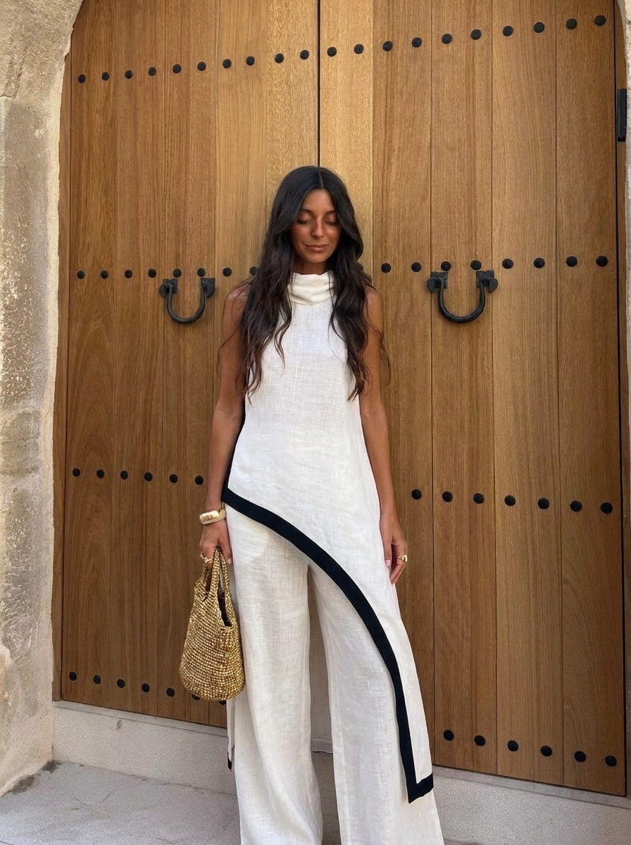 Mar - Conjunto elegante de dos piezas con corte artístico