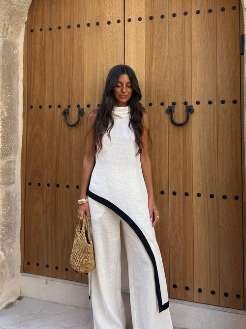 Mar - Conjunto elegante de dos piezas con corte artístico
