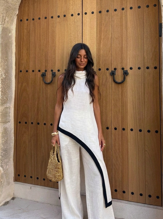 Mar - Conjunto elegante de dos piezas con corte artístico