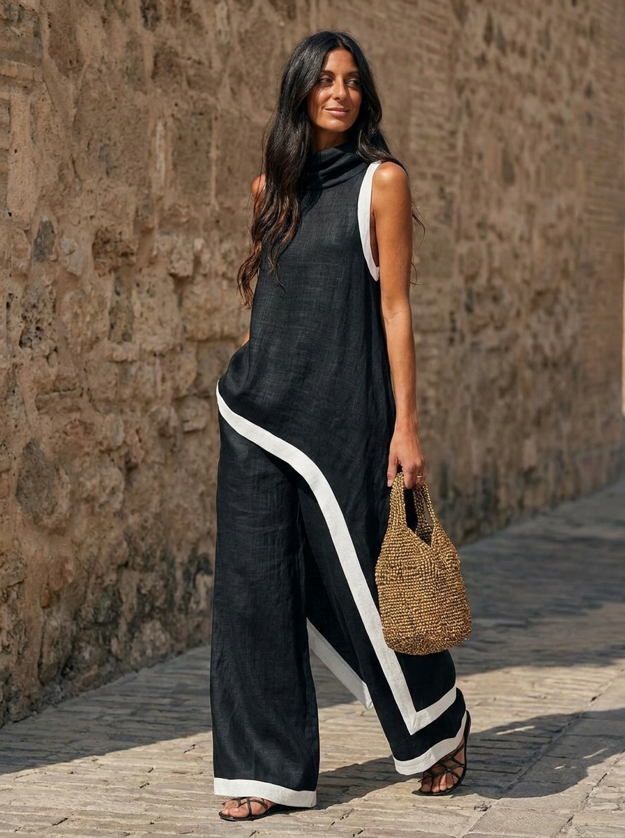 Mar - Conjunto elegante de dos piezas con corte artístico