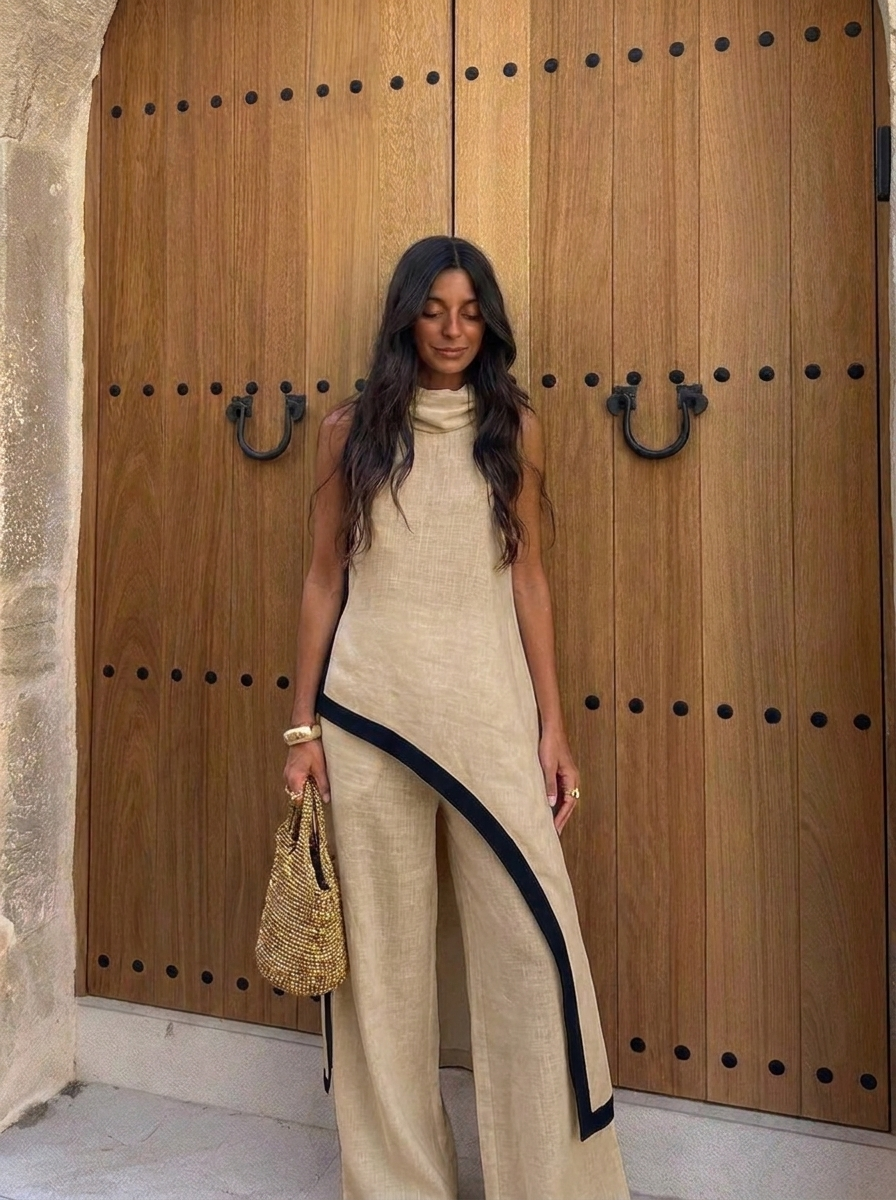 Mar - Conjunto elegante de dos piezas con corte artístico