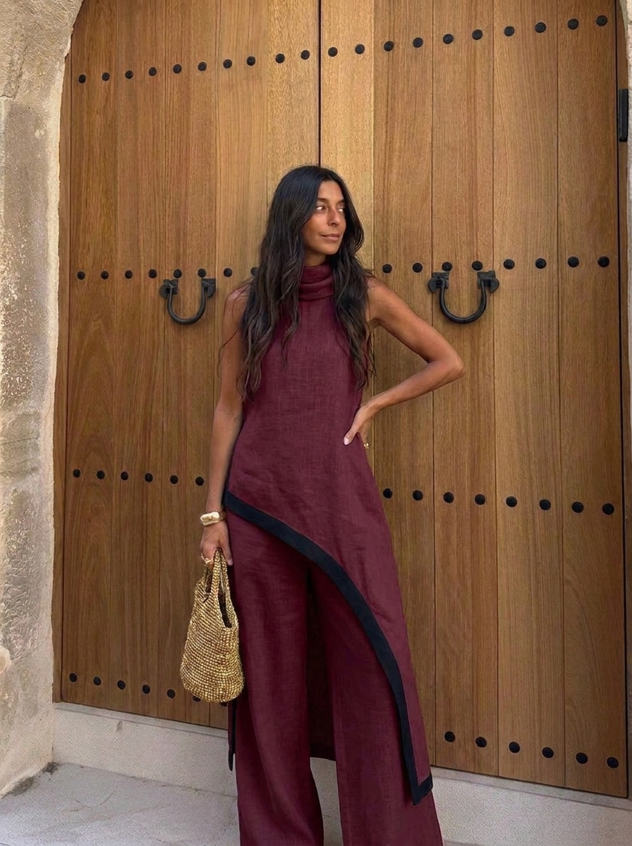 Mar - Conjunto elegante de dos piezas con corte artístico