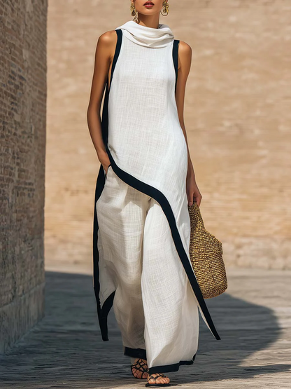 MAR - Conjunto elegante de dos piezas con corte artístico