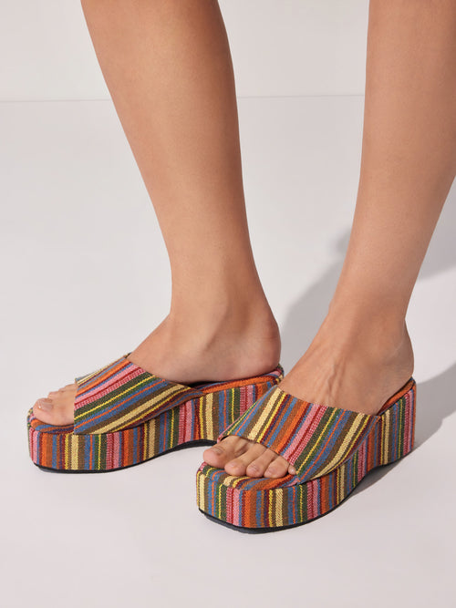Lucía - Sandalias de plataforma con rayas