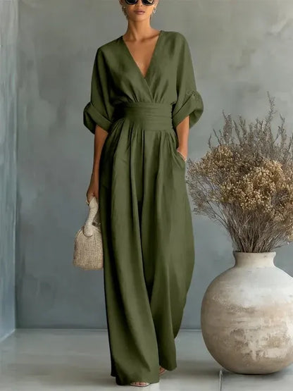 Marta - Elegante mono con escote en V y cintura alta