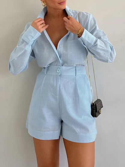 Elena - Conjunto Camisa Holgada y Shorts