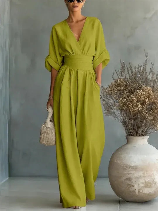 Marta - Elegante mono con escote en V y cintura alta