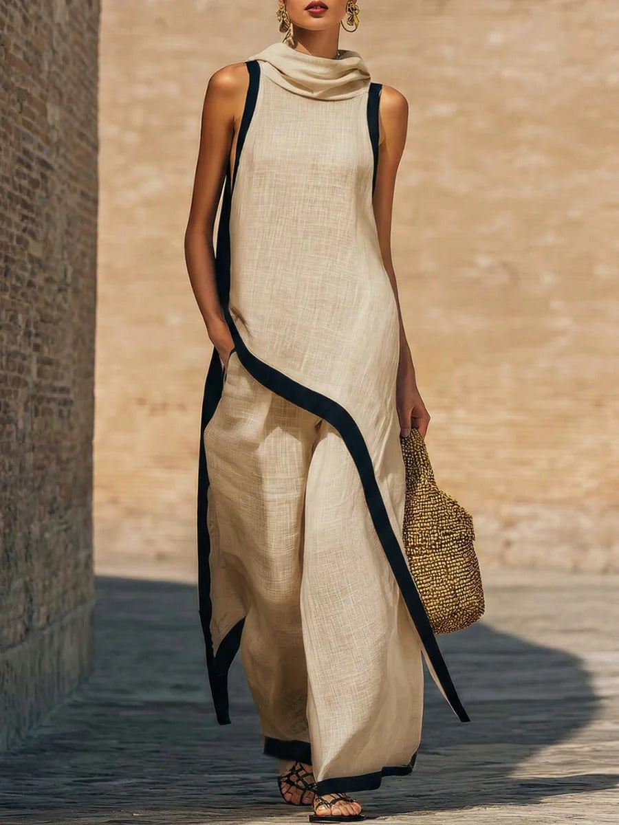 MAR - Conjunto elegante de dos piezas con corte artístico
