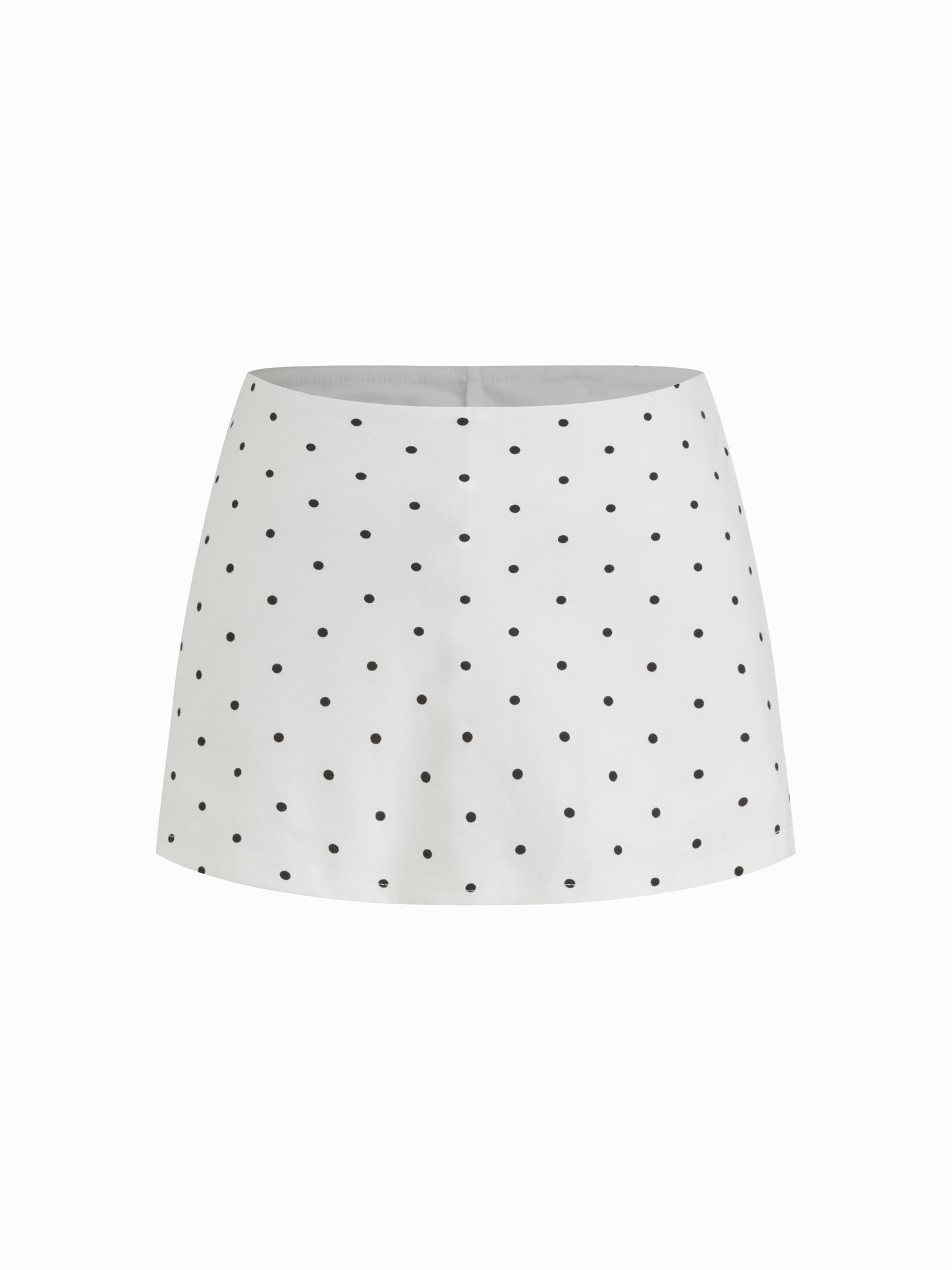 Mia - Camiseta acanalada de lunares con cuello barco y minifalda con short interior