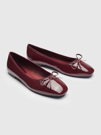 Mary Jane - Bailarinas de punta cuadrada con lazo decorativo