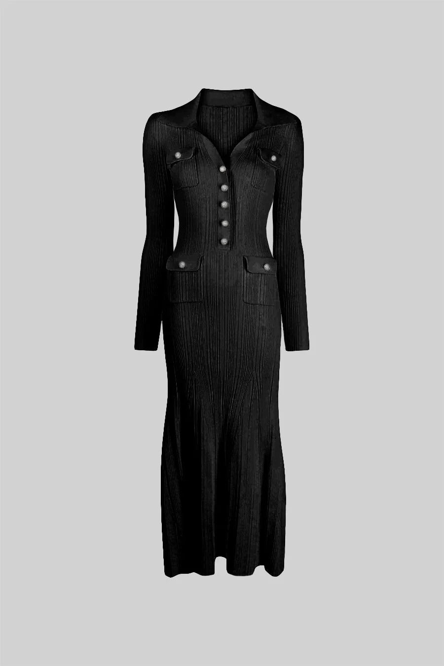 Valentina - Elegante vestido de manga larga acanalado