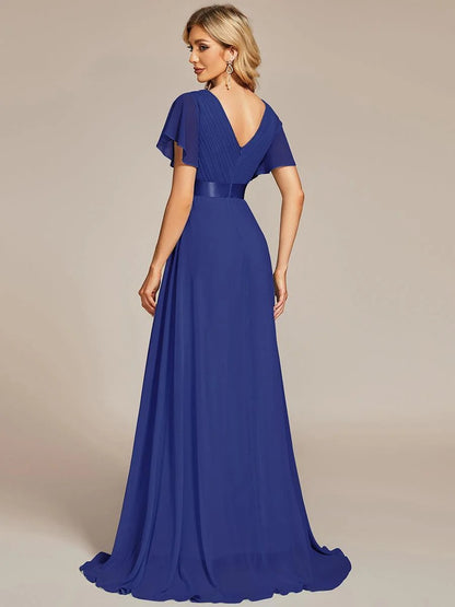 Monica - Vestido elegante y fluido en gasa de talle alto