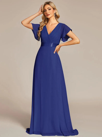 Monica - Vestido elegante y fluido en gasa de talle alto
