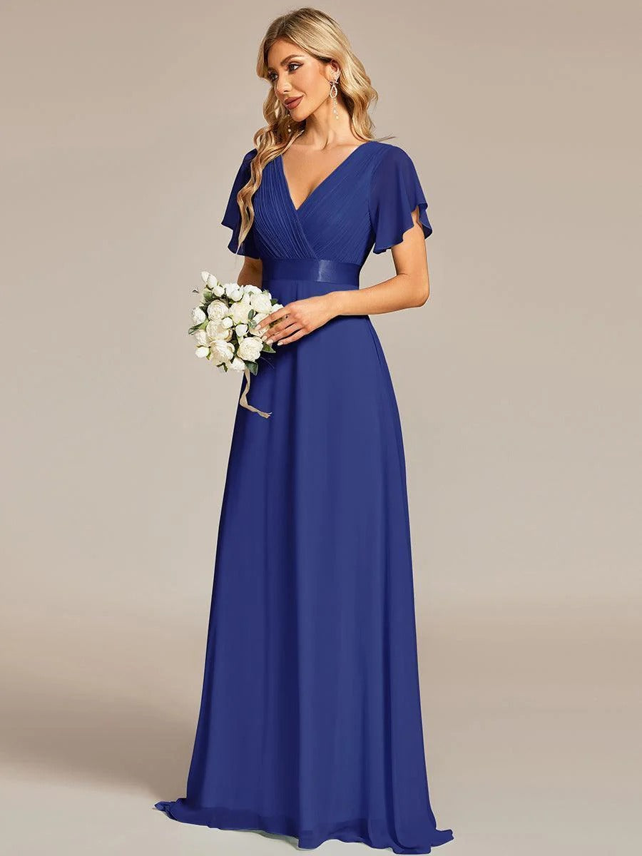 Monica - Vestido elegante y fluido en gasa de talle alto