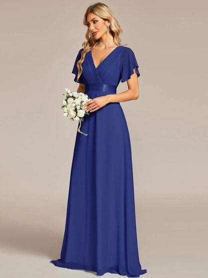 Monica - Vestido elegante y fluido en gasa de talle alto