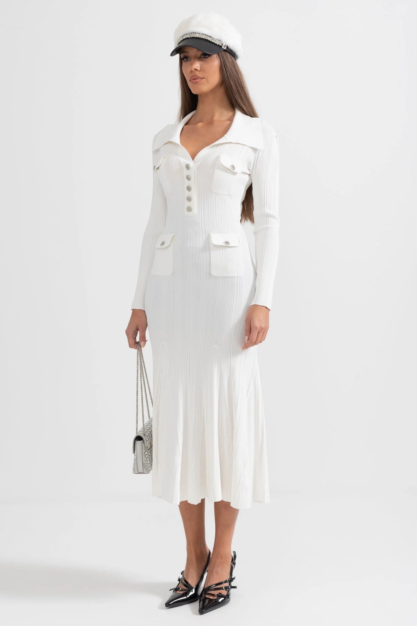 Valentina - Elegante vestido de manga larga acanalado