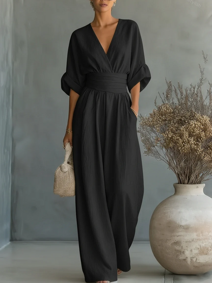 Marta - Elegante mono con escote en V y cintura alta
