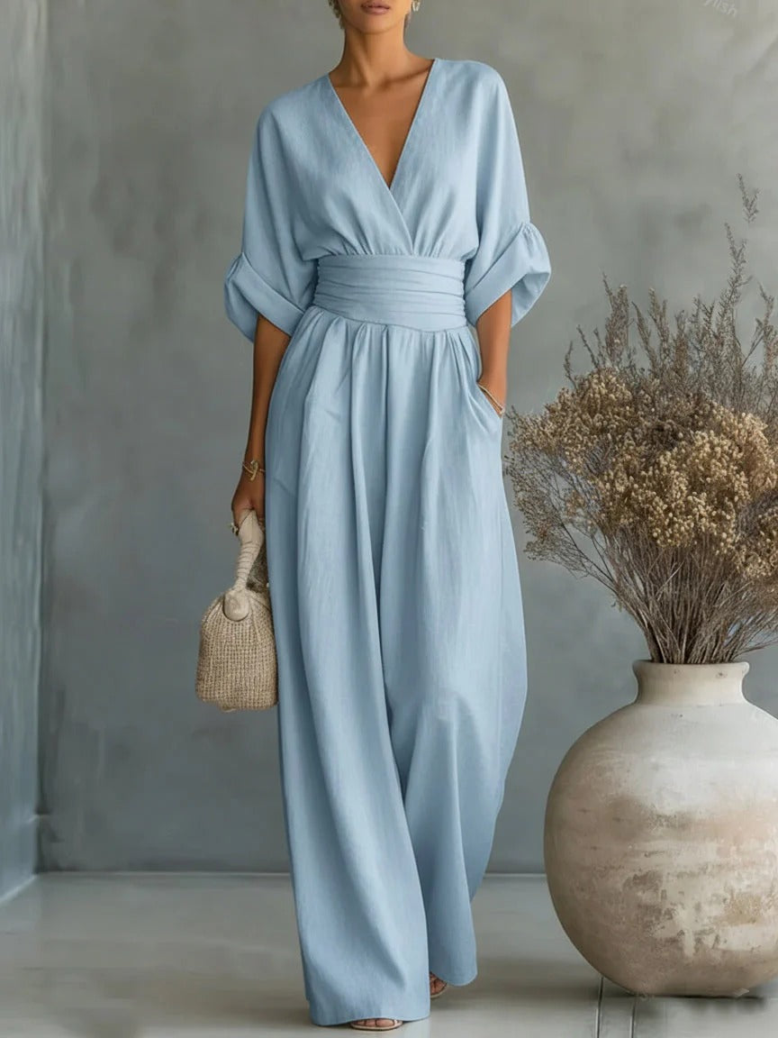 Marta - Elegante mono con escote en V y cintura alta