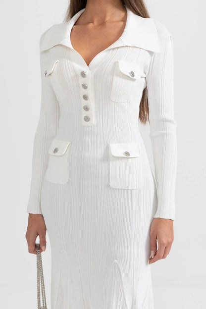 Valentina - Elegante vestido de manga larga acanalado