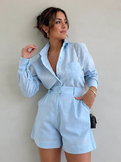 Elena - Conjunto Camisa Holgada y Shorts