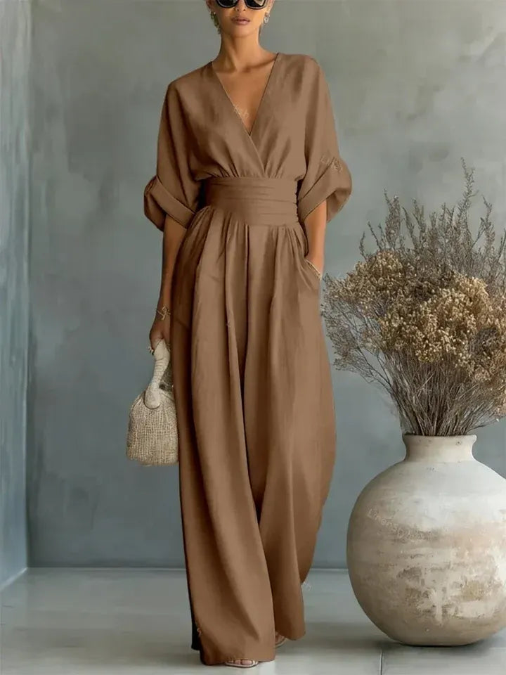 Marta - Elegante mono con escote en V y cintura alta