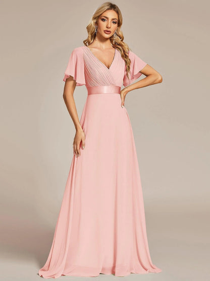 Monica - Vestido elegante y fluido en gasa de talle alto