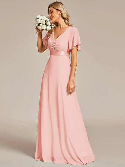 Monica - Vestido elegante y fluido en gasa de talle alto