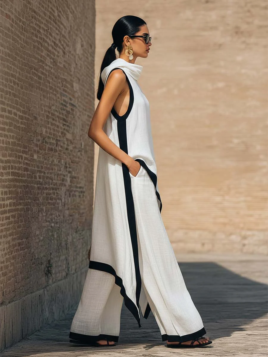 MAR - Conjunto elegante de dos piezas con corte artístico