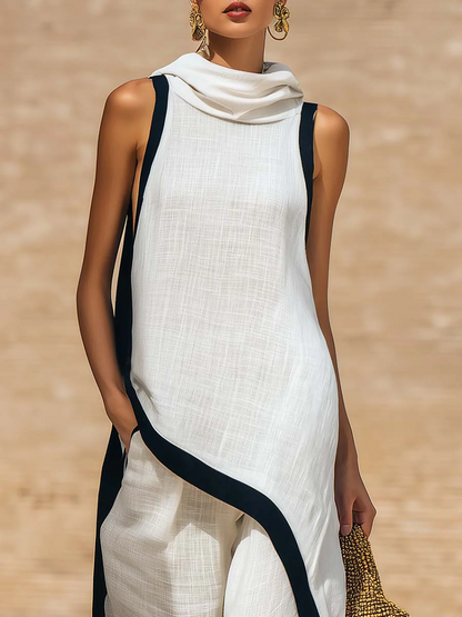 MAR - Conjunto elegante de dos piezas con corte artístico