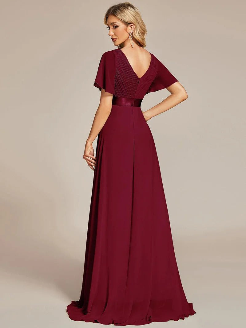 Monica - Vestido elegante y fluido en gasa de talle alto