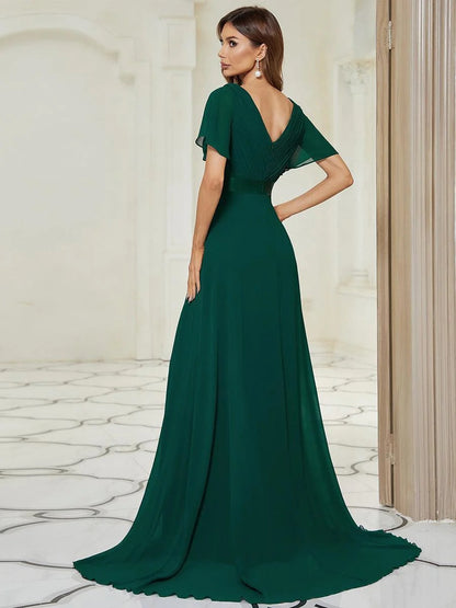 Monica - Vestido elegante y fluido en gasa de talle alto