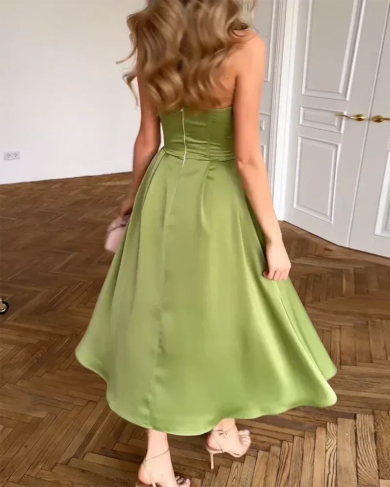 Olivia - Vestido midi elegante sin tirantes
