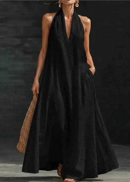 Clara - Vestido de Algodón y Lino Maxi Halter