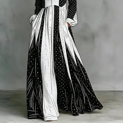 Serafina Vestido Maxi Bicolor de Lunares