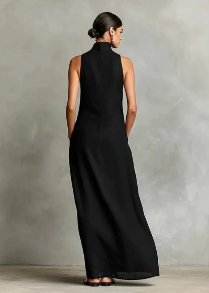 Marina - Vestido Largo Holgado sin Mangas con Cuello Alto