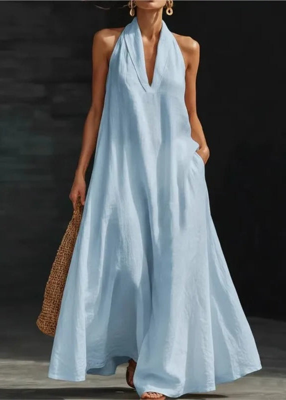 Clara - Vestido de Algodón y Lino Maxi Halter