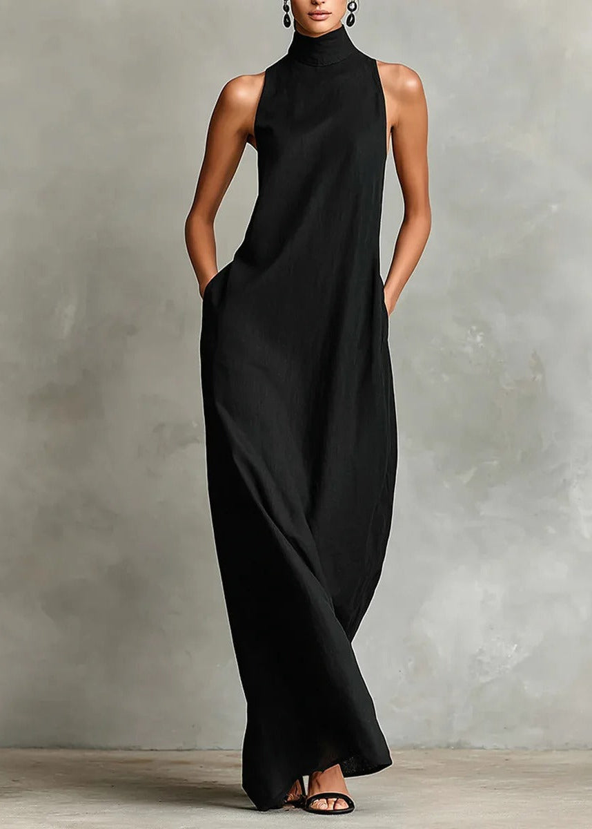 Marina - Vestido Largo Holgado sin Mangas con Cuello Alto