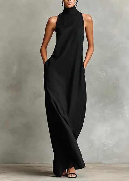 Marina - Vestido Largo Holgado sin Mangas con Cuello Alto