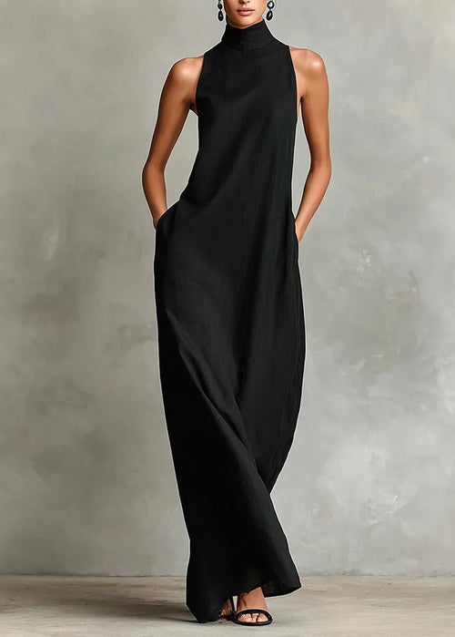 Marina - Vestido Largo Holgado sin Mangas con Cuello Alto