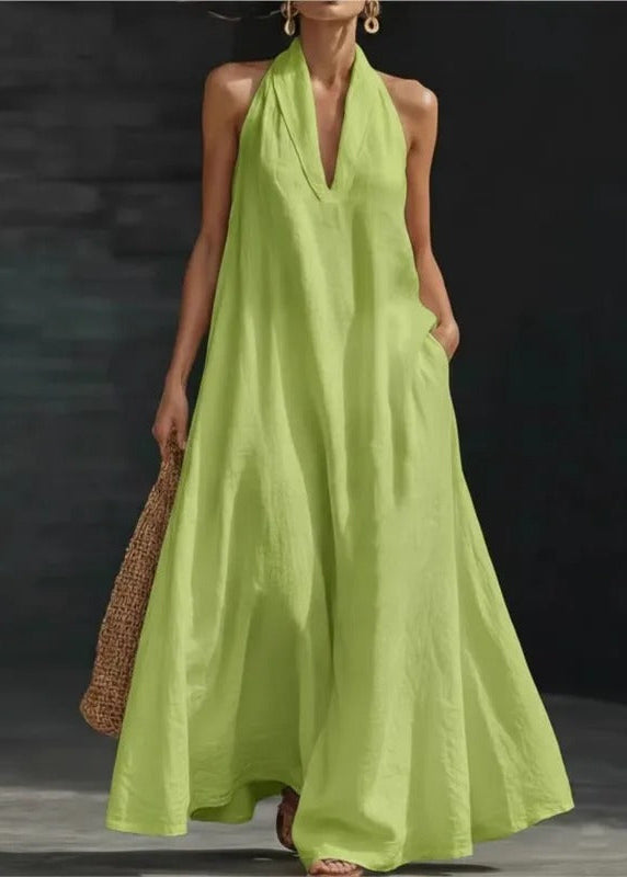 Clara - Vestido de Algodón y Lino Maxi Halter