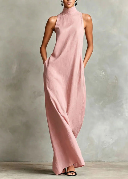 Marina - Vestido Largo Holgado sin Mangas con Cuello Alto