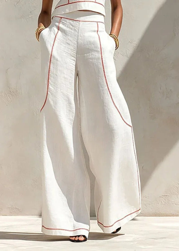 Inés - Conjunto de Dos Piezas con Pantalón Palazzo y Detalles en Contraste