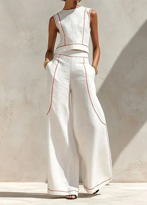 Inés - Conjunto de Dos Piezas con Pantalón Palazzo y Detalles en Contraste