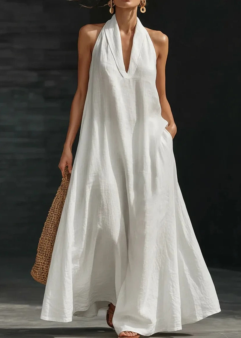 Clara - Vestido de Algodón y Lino Maxi Halter