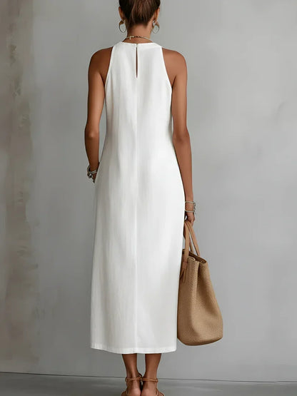 Valeria - Vestido Midi Elegante con Cuello Mao
