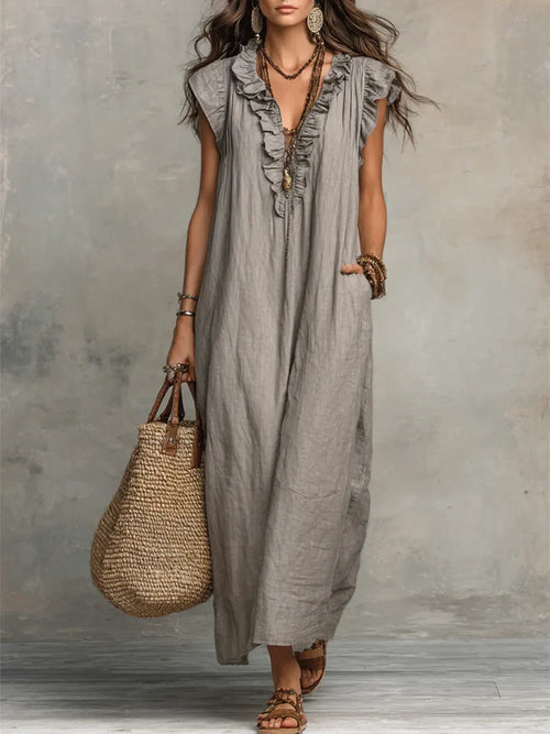 CAMELIA - Vestido Maxi Bohemio con Escote en V